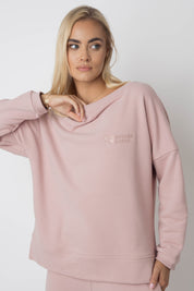 OVERSIZE SWEATSHIRT WITH WIDE NECK LIGHT PINK - MULL