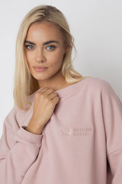 OVERSIZE SWEATSHIRT WITH WIDE NECK LIGHT PINK - MULL