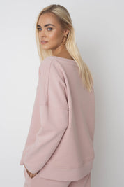 OVERSIZE SWEATSHIRT WITH WIDE NECK LIGHT PINK - MULL