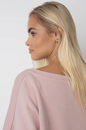 OVERSIZE SWEATSHIRT WITH WIDE NECK LIGHT PINK - MULL