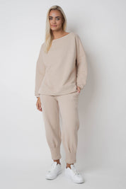 OVERSIZE SWEATSHIRT WITH WIDE NECKLINE BEIGE - MULL