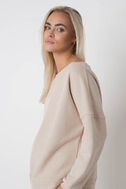 OVERSIZE SWEATSHIRT WITH WIDE NECKLINE BEIGE - MULL