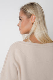 OVERSIZE SWEATSHIRT WITH WIDE NECKLINE BEIGE - MULL