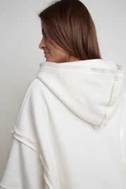 OVERSIZE HOODED SWEATSHIRT WITH SIDE SLOTS CREAM - HOLA