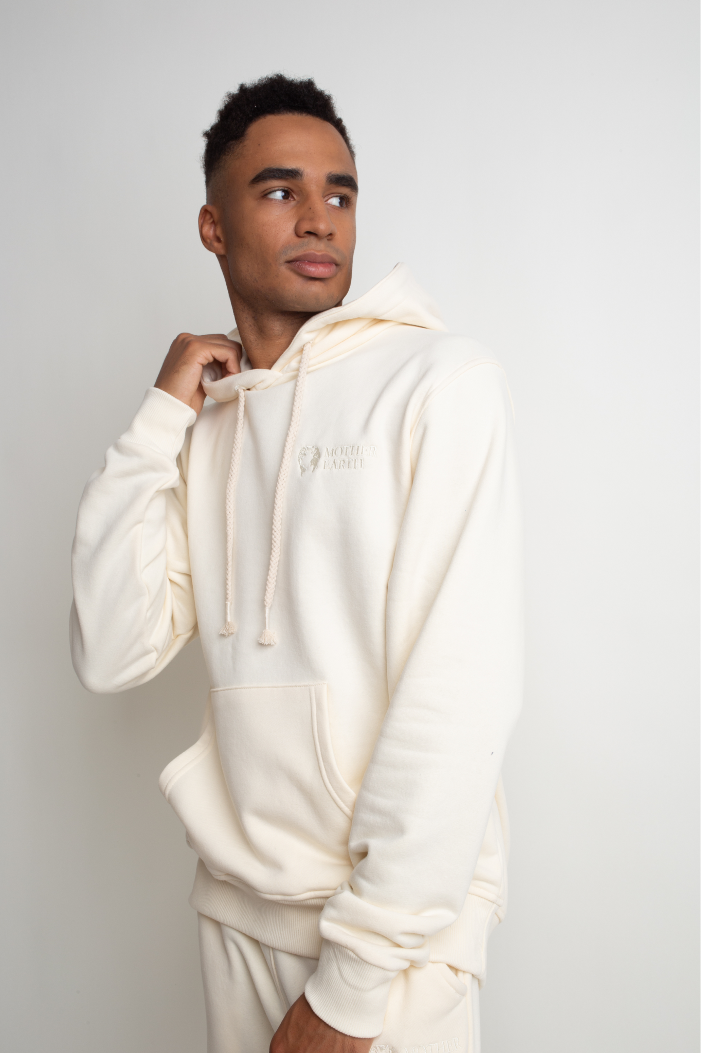 MEN'S ECRU HOODED SWEATSHIRT - ASTON