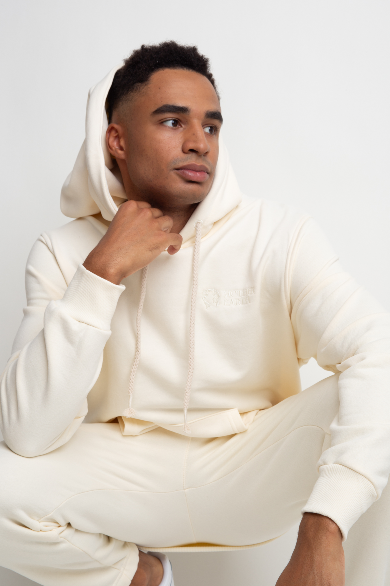 MEN'S ECRU HOODED SWEATSHIRT - ASTON