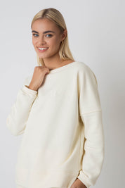 OVERSIZE SWEATSHIRT WITH WIDE NECKLINE ECRU - MULL