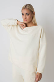 OVERSIZE SWEATSHIRT WITH WIDE NECKLINE ECRU - MULL