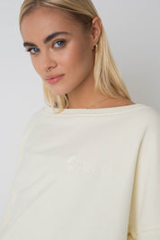 OVERSIZE SWEATSHIRT WITH WIDE NECKLINE ECRU - MULL