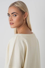 OVERSIZE SWEATSHIRT WITH WIDE NECKLINE ECRU - MULL