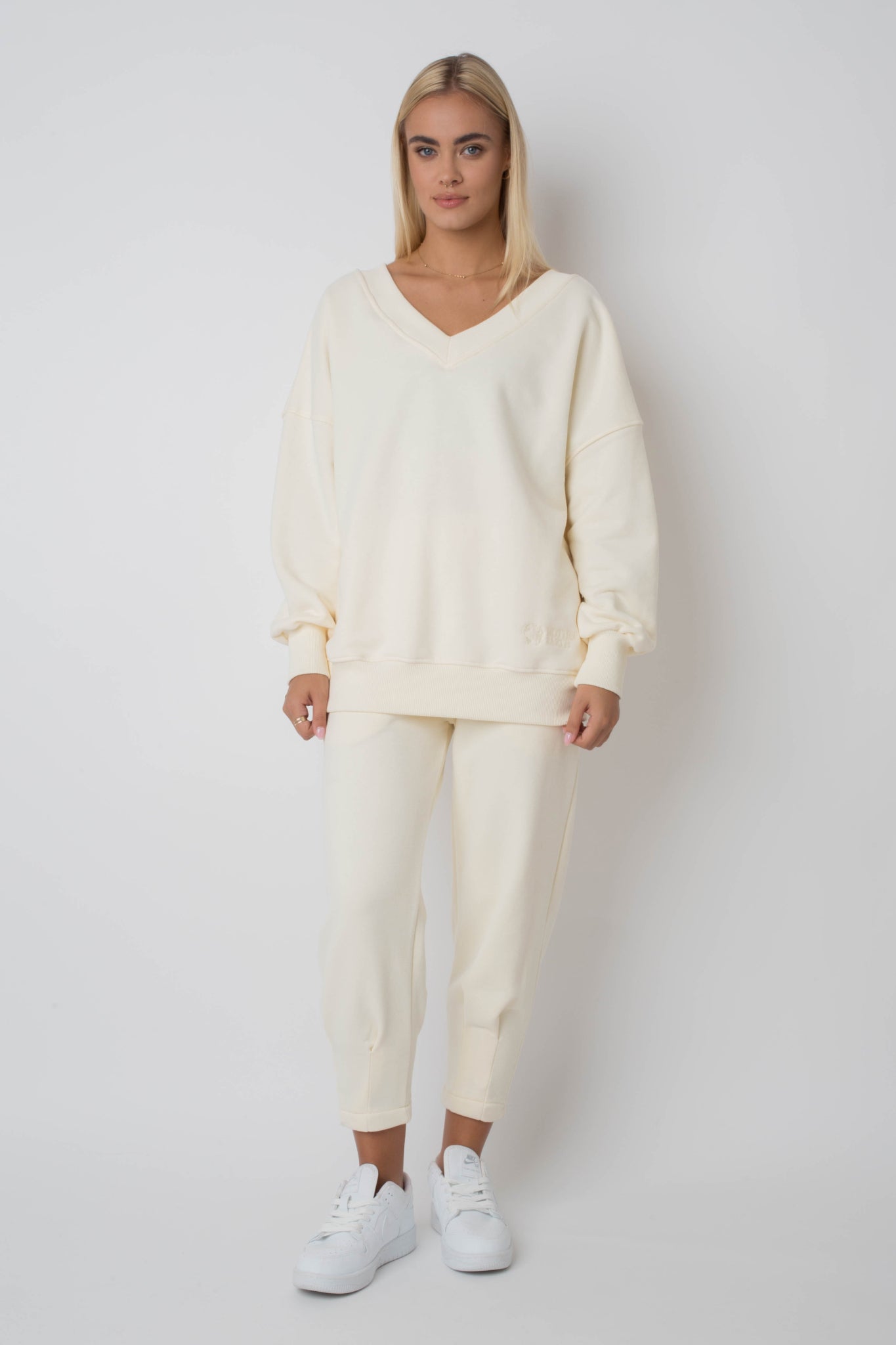 OVERSIZED ECRU NECKLINE SWEATSHIRT - BISCOE