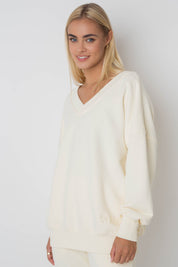 OVERSIZED ECRU NECKLINE SWEATSHIRT - BISCOE