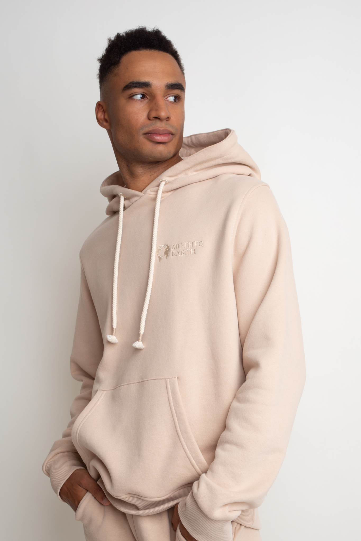 MEN'S BEIGE HOODED SWEATSHIRT - ASTON