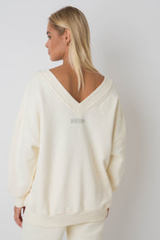 OVERSIZED ECRU NECKLINE SWEATSHIRT - BISCOE