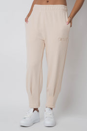 WOMEN'S SWEATPANTS WITH STITCHING ON THE LEGS, LIGHT BEIGE - ANACAPA