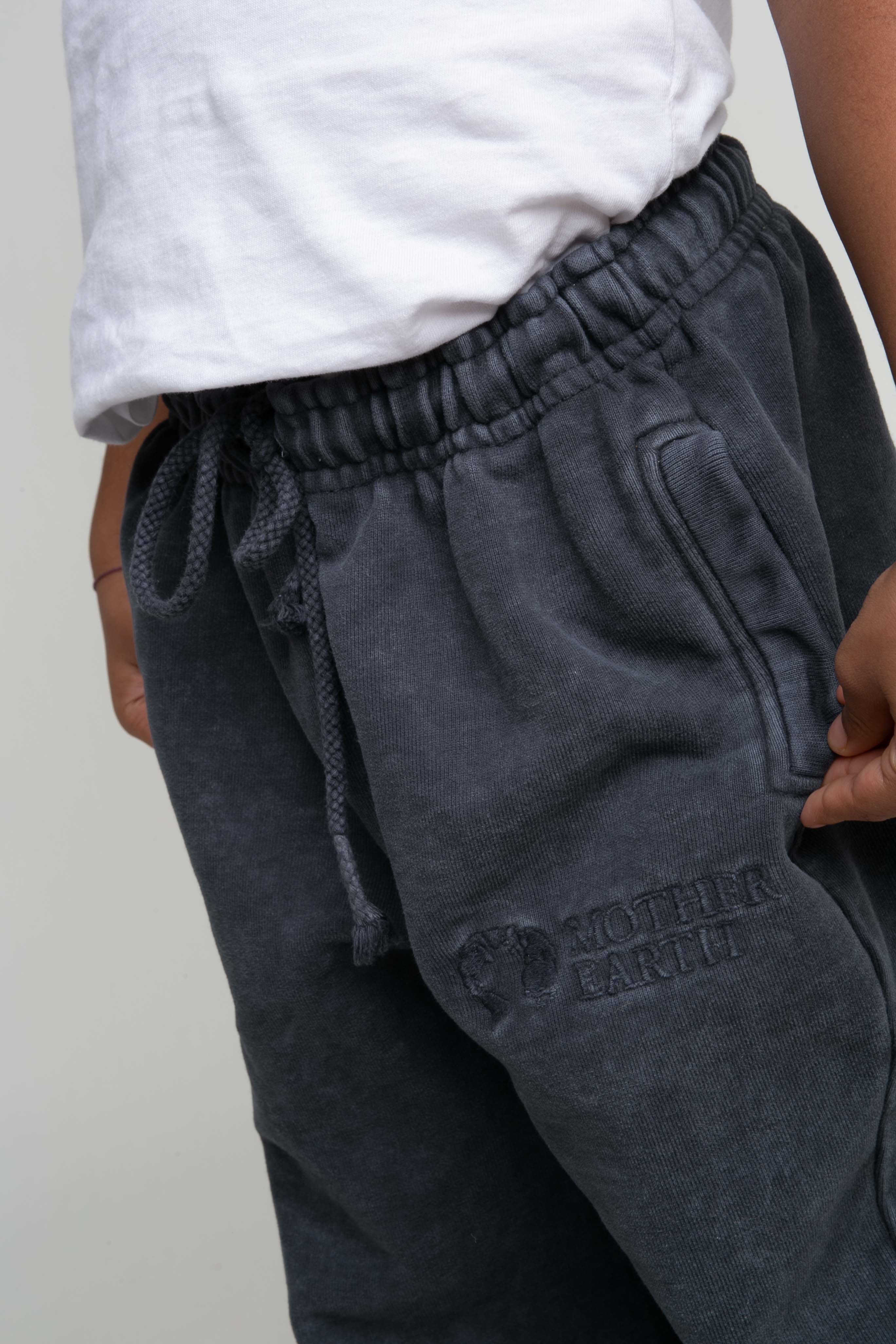 WASHED EFFECT BLACK SWEATPANTS - MARSHALL