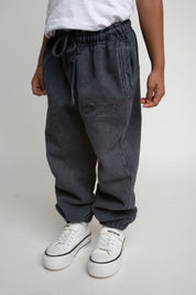 WASHED EFFECT BLACK SWEATPANTS - MARSHALL