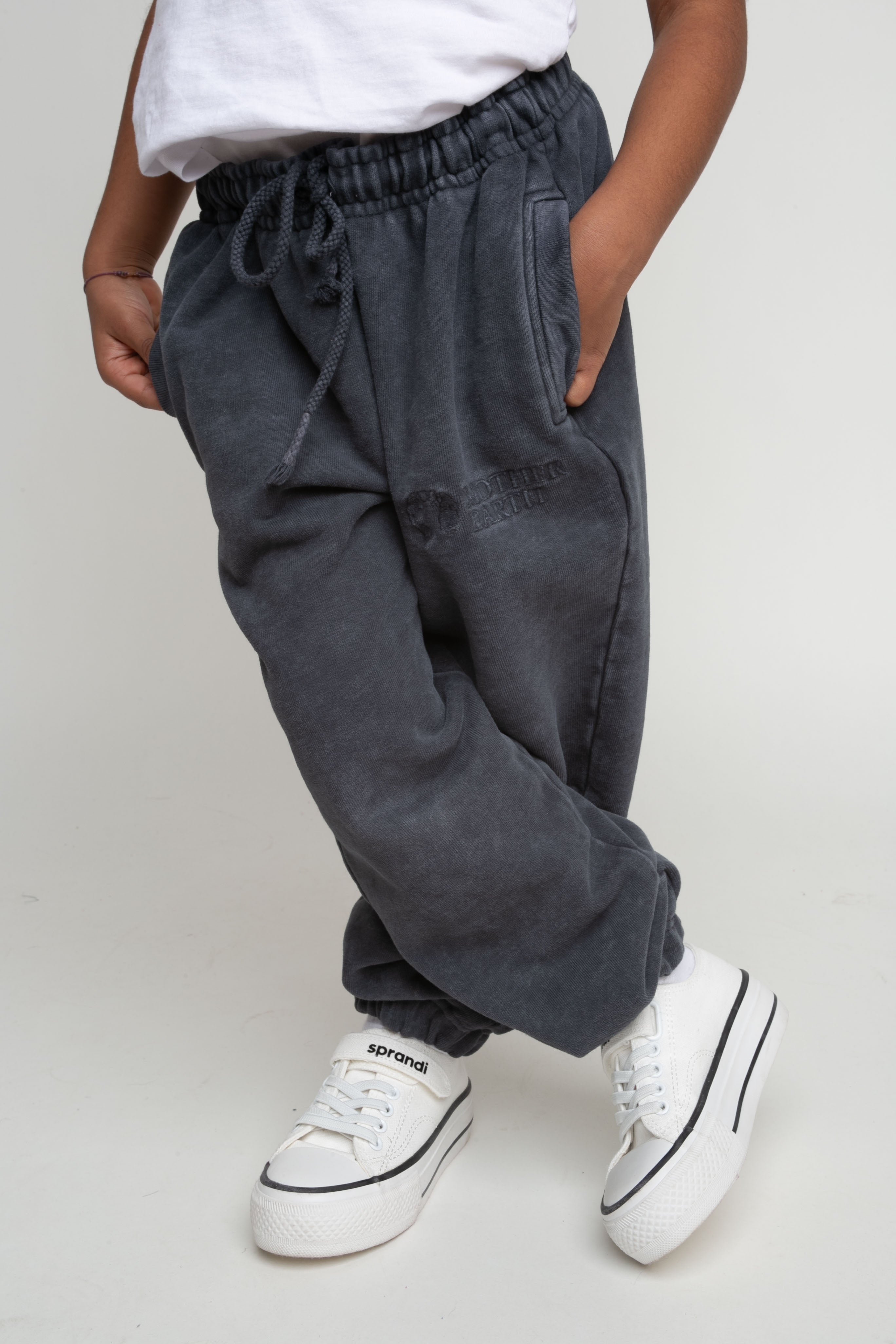 WASHED EFFECT BLACK SWEATPANTS - MARSHALL