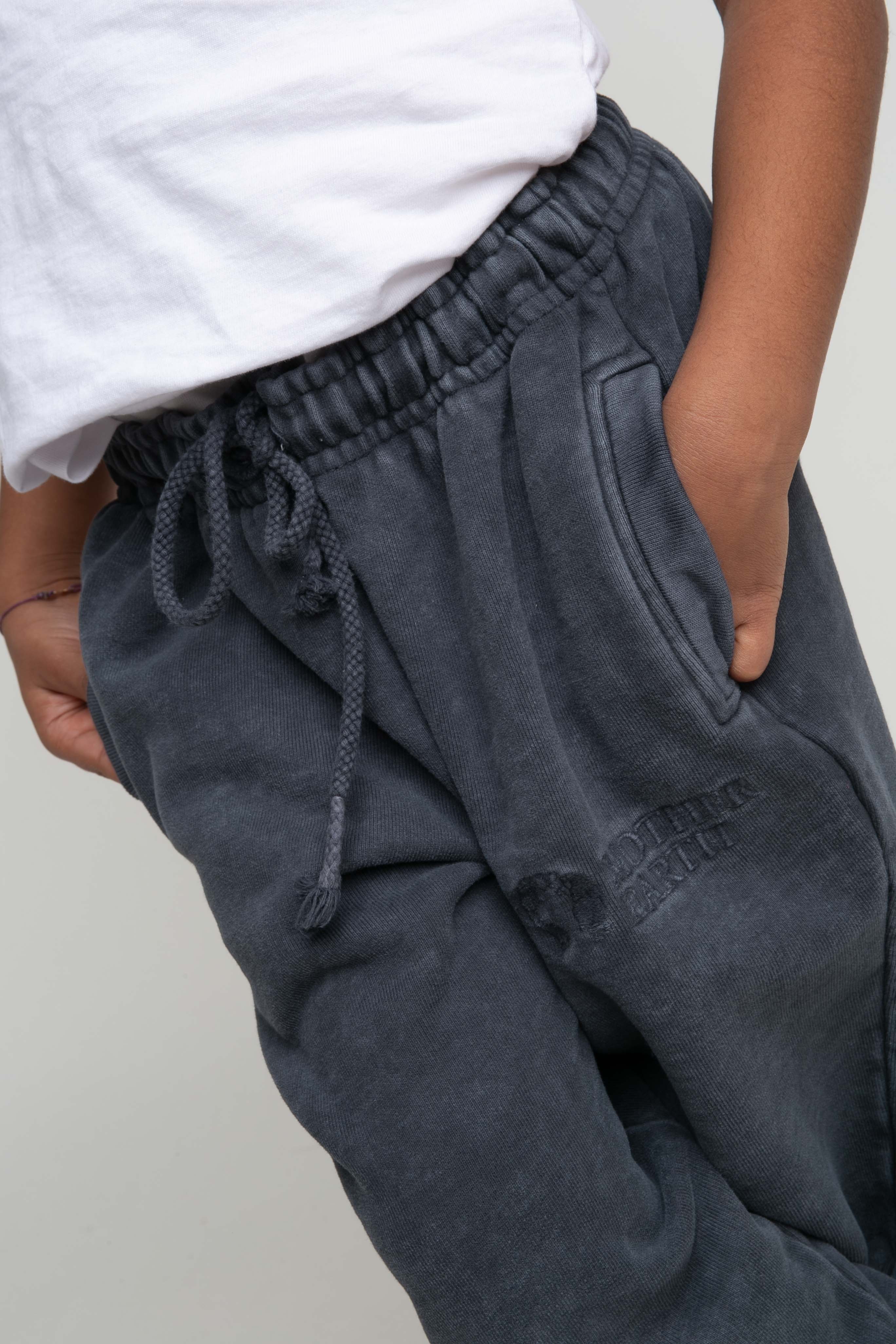 WASHED EFFECT BLACK SWEATPANTS - MARSHALL