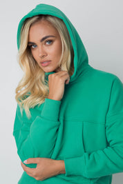 SHORT HOODED SWEATSHIRT GREEN - MURIA