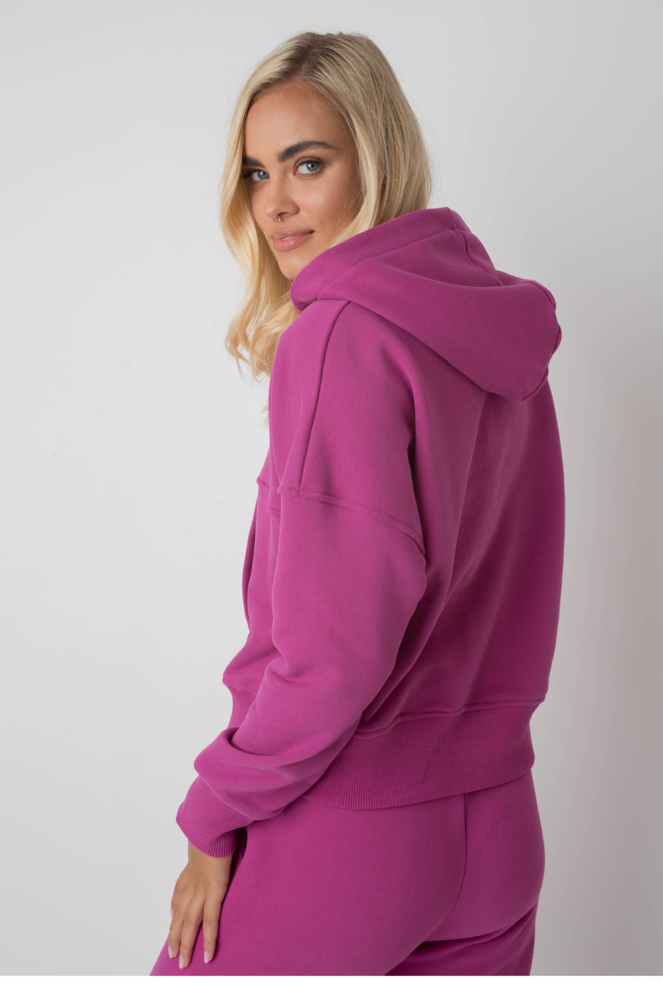 PINK SHORT HOODED SWEATSHIRT - MURIA