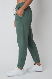 WASHED EFFECT GREEN SWEATPANTS - CEZAR