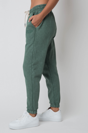 WASHED EFFECT GREEN SWEATPANTS - CEZAR