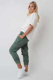 WASHED EFFECT GREEN SWEATPANTS - CEZAR