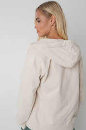 BEIGE WASHED EFFECT HOODED ZIPPER - DELTA