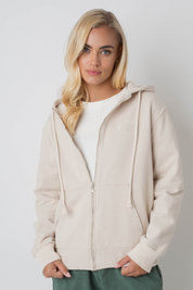 BEIGE WASHED EFFECT HOODED ZIPPER - DELTA