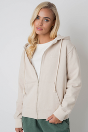 BEIGE WASHED EFFECT HOODED ZIPPER - DELTA