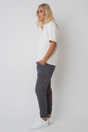 WASHED EFFECT DARK GREY SWEATPANTS - CEZAR