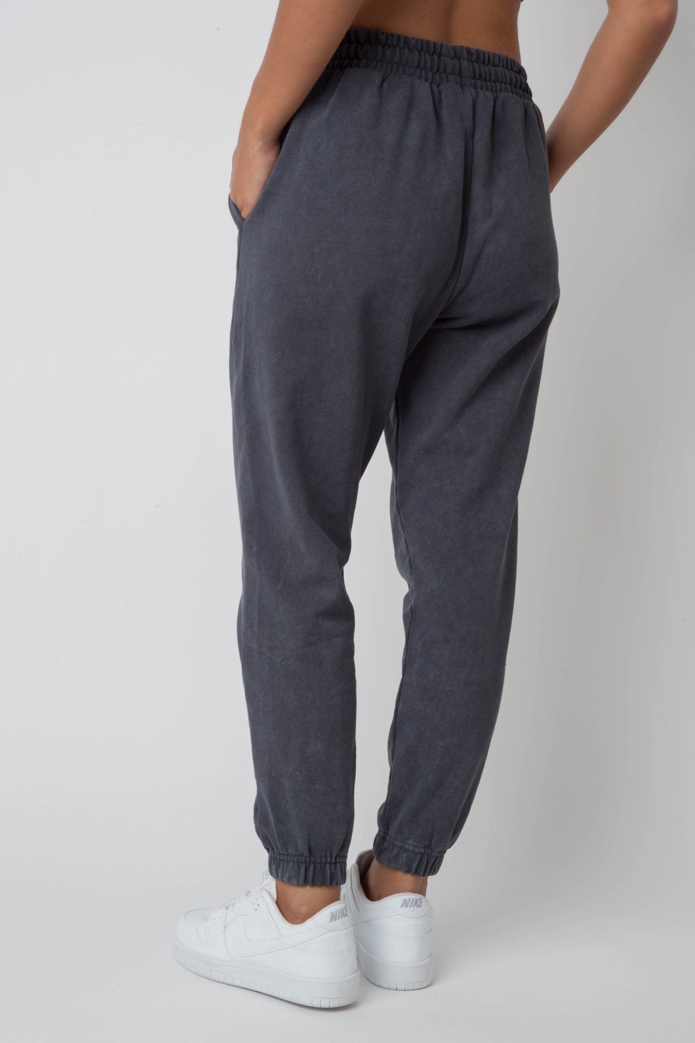 WASHED EFFECT DARK GREY SWEATPANTS - CEZAR