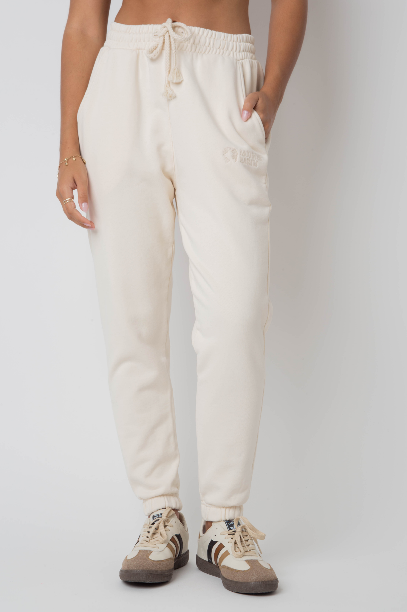 SWEATPANTS WITH WASHED ECRU EFFECT - CEZAR