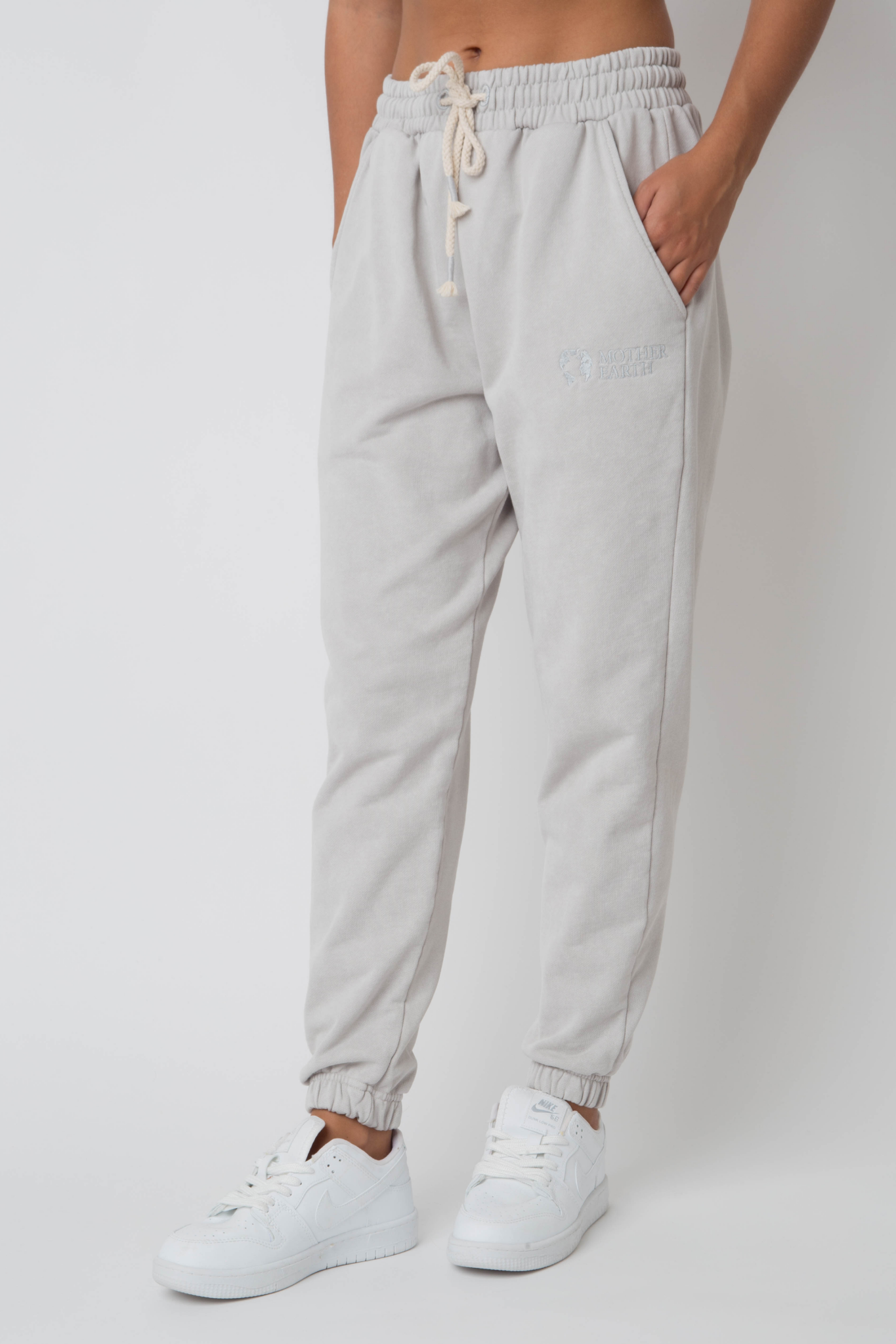 WASHED EFFECT SWEATPANTS LIGHT GREY - CEZAR