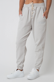 WASHED EFFECT SWEATPANTS LIGHT GREY - CEZAR