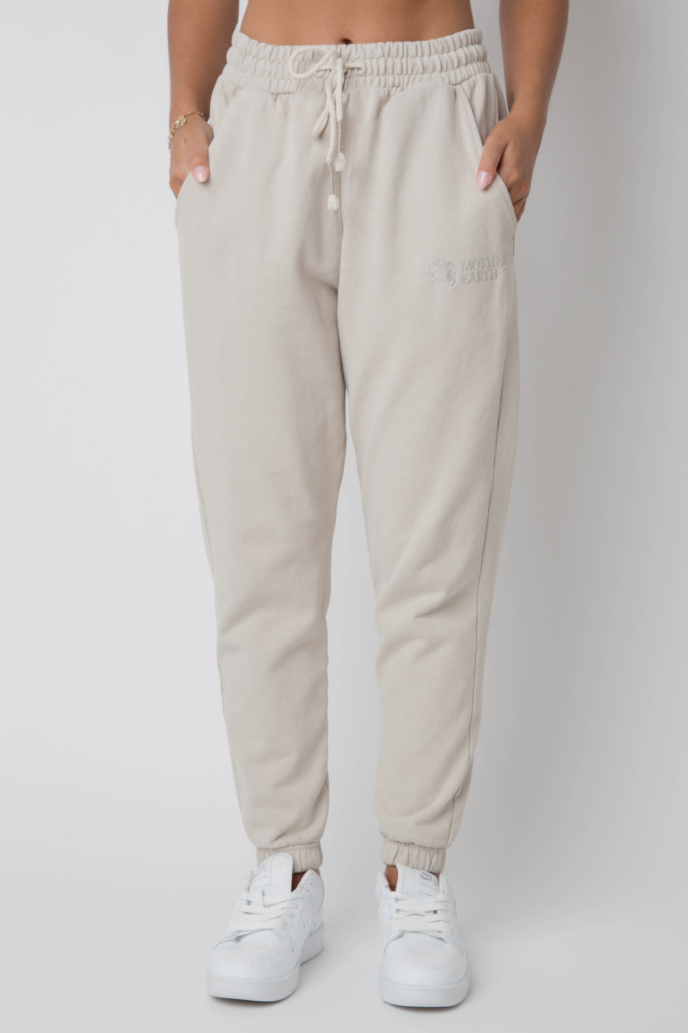 BEIGE WASHED EFFECT SWEATPANTS - CEZAR