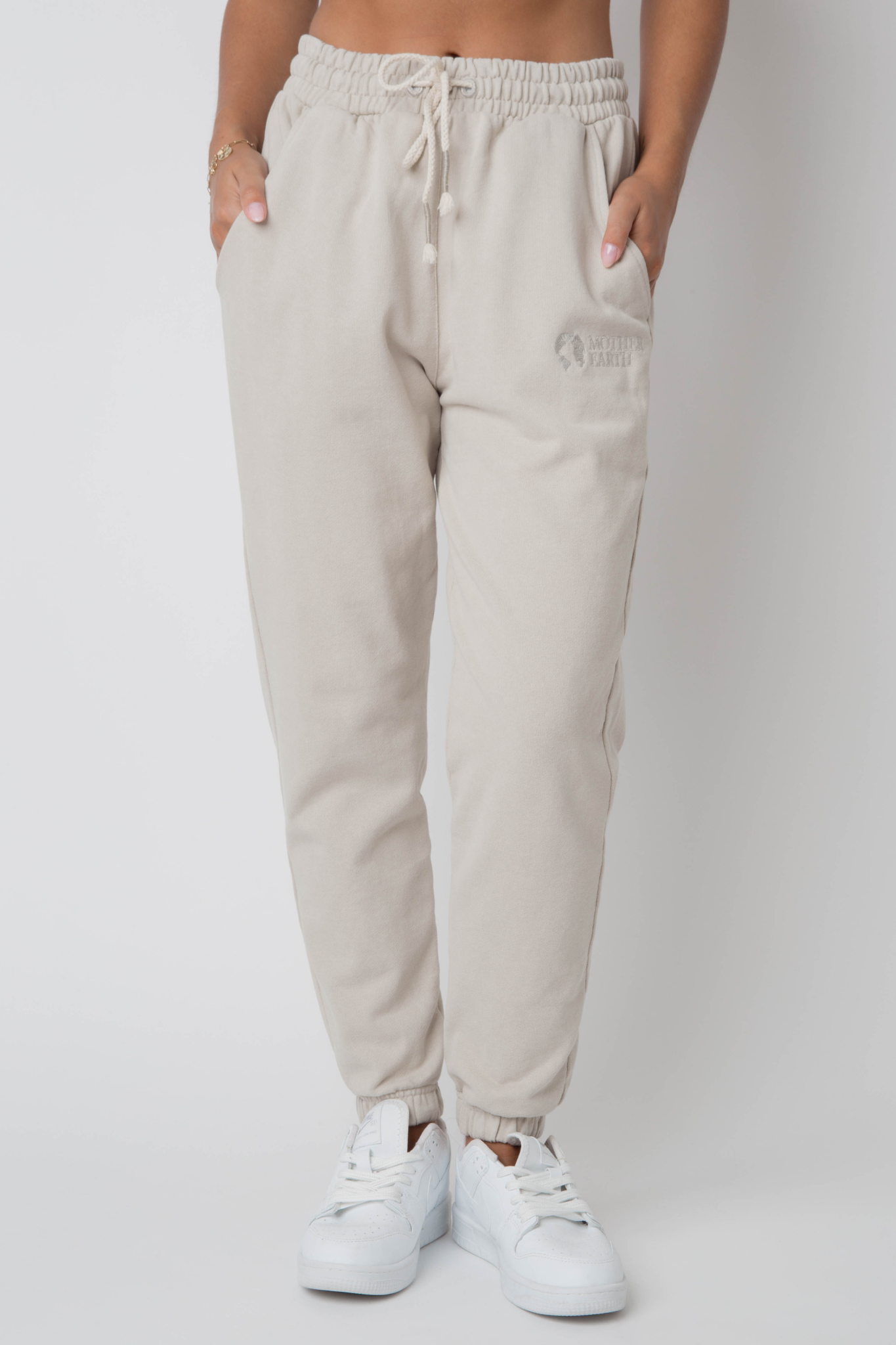 BEIGE WASHED EFFECT SWEATPANTS - CEZAR