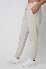 BEIGE WASHED EFFECT SWEATPANTS - CEZAR