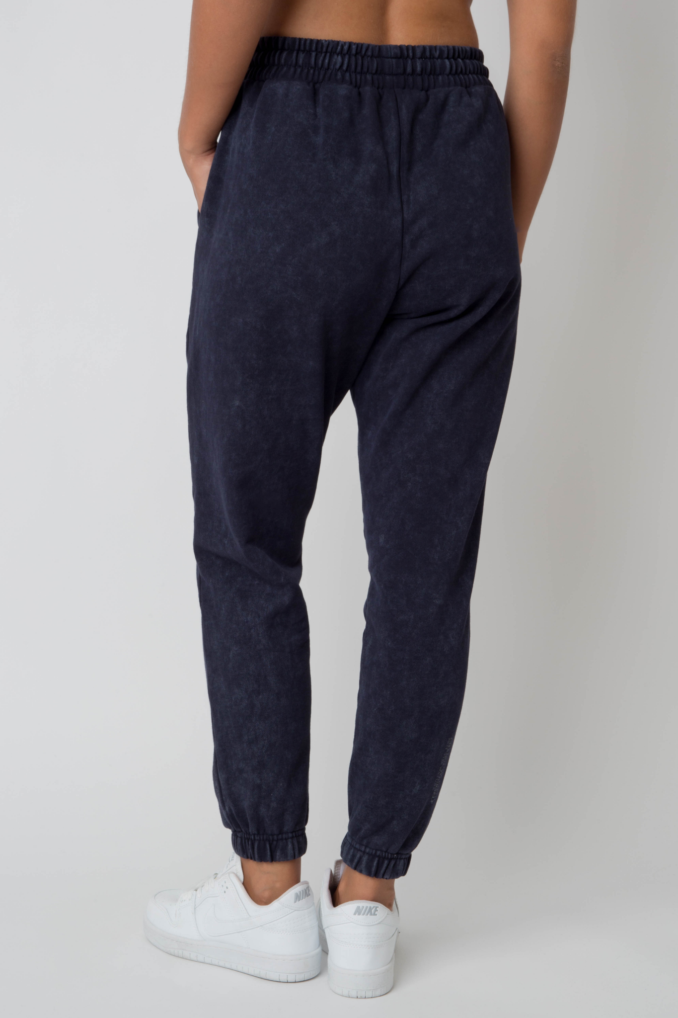 WASHED EFFECT NAVY BLUE SWEATPANTS - CEZAR