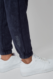 WASHED EFFECT NAVY BLUE SWEATPANTS - CEZAR