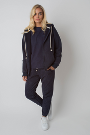 WASHED EFFECT NAVY BLUE SWEATPANTS - CEZAR