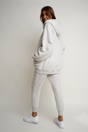 OVERSIZE HOODED SWEATSHIRT IN MELANGE GREY - EGERIA