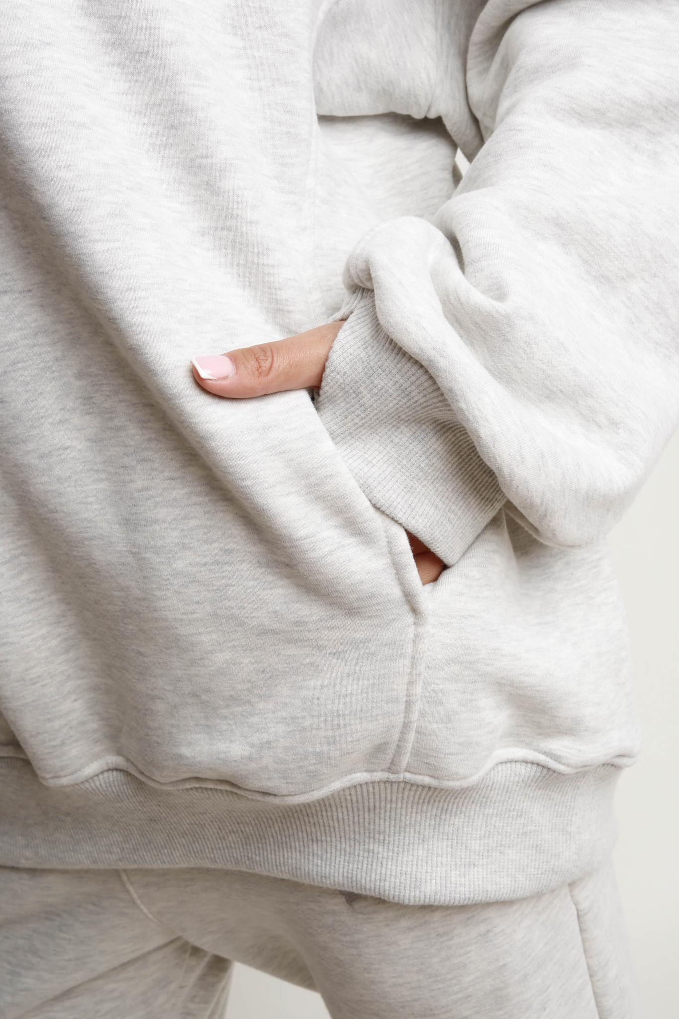 OVERSIZE HOODED SWEATSHIRT IN MELANGE GREY - EGERIA