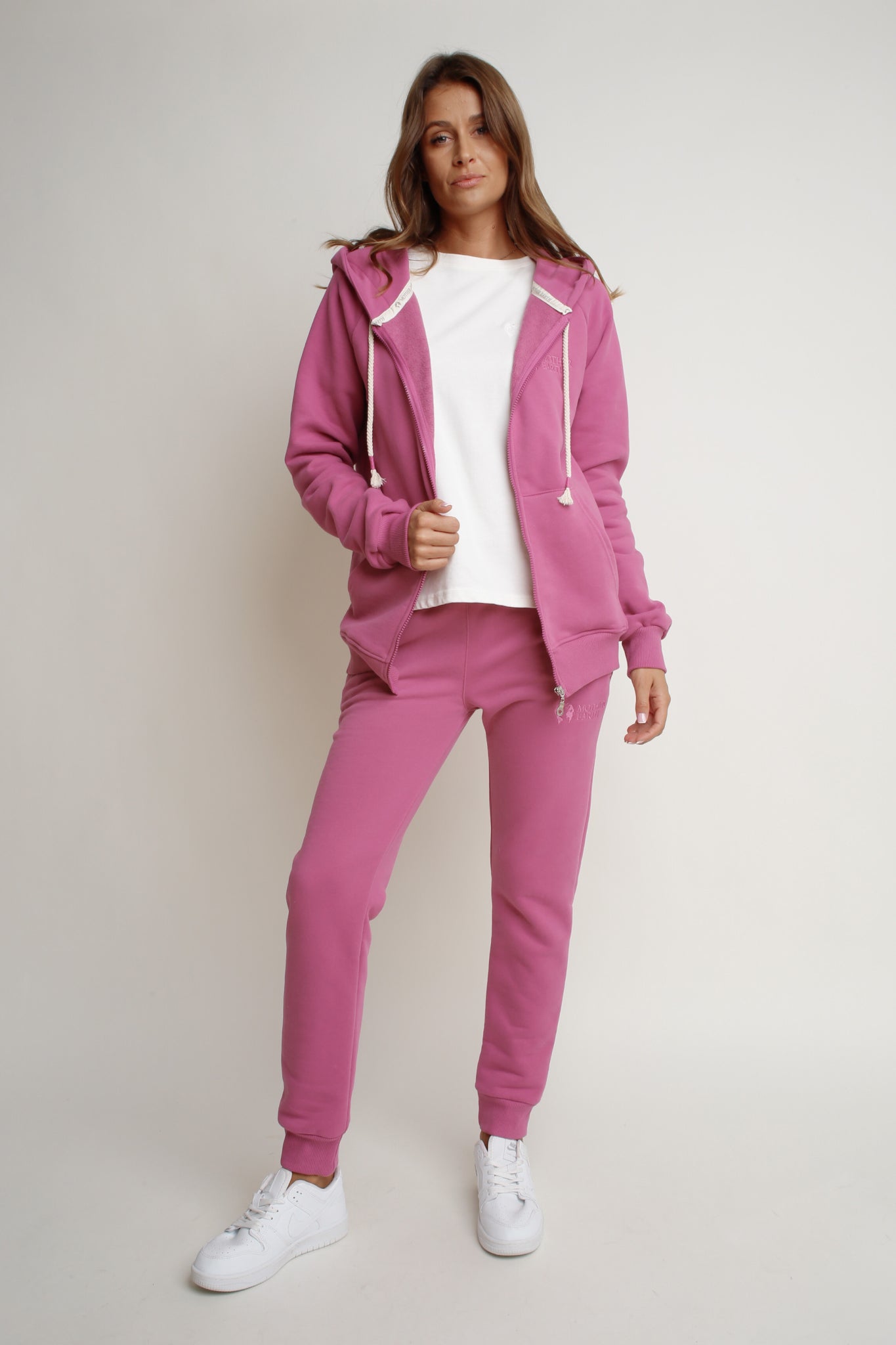 FUCHSIA ZIPPER HOODED SWEATSHIRT - ZANZIBAR