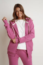 FUCHSIA ZIPPER HOODED SWEATSHIRT - ZANZIBAR