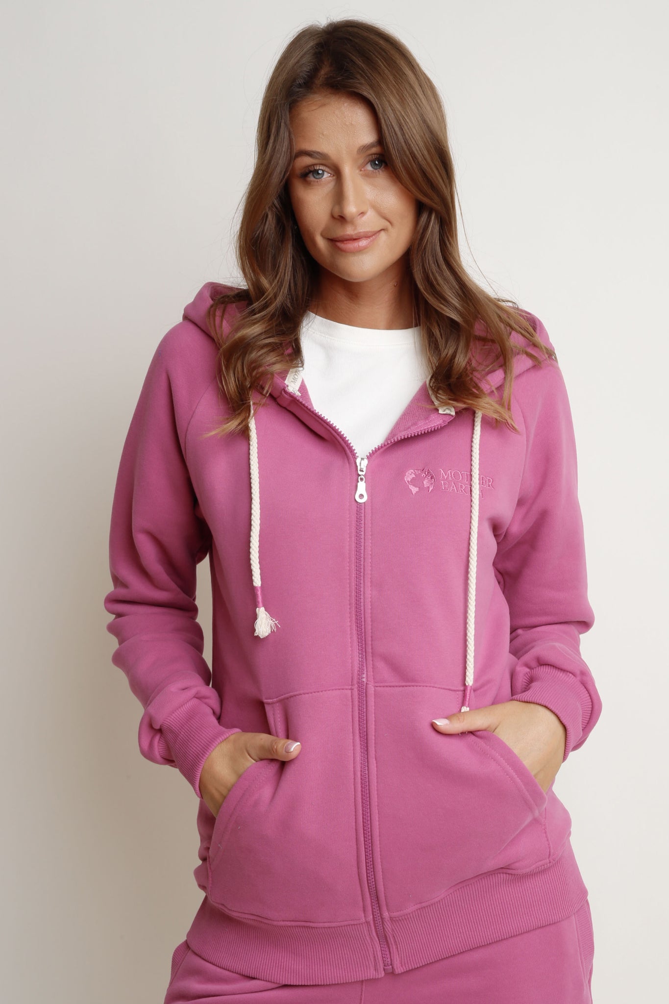 FUCHSIA ZIPPER HOODED SWEATSHIRT - ZANZIBAR