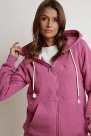 FUCHSIA ZIPPER HOODED SWEATSHIRT - ZANZIBAR