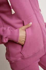 FUCHSIA ZIPPER HOODED SWEATSHIRT - ZANZIBAR