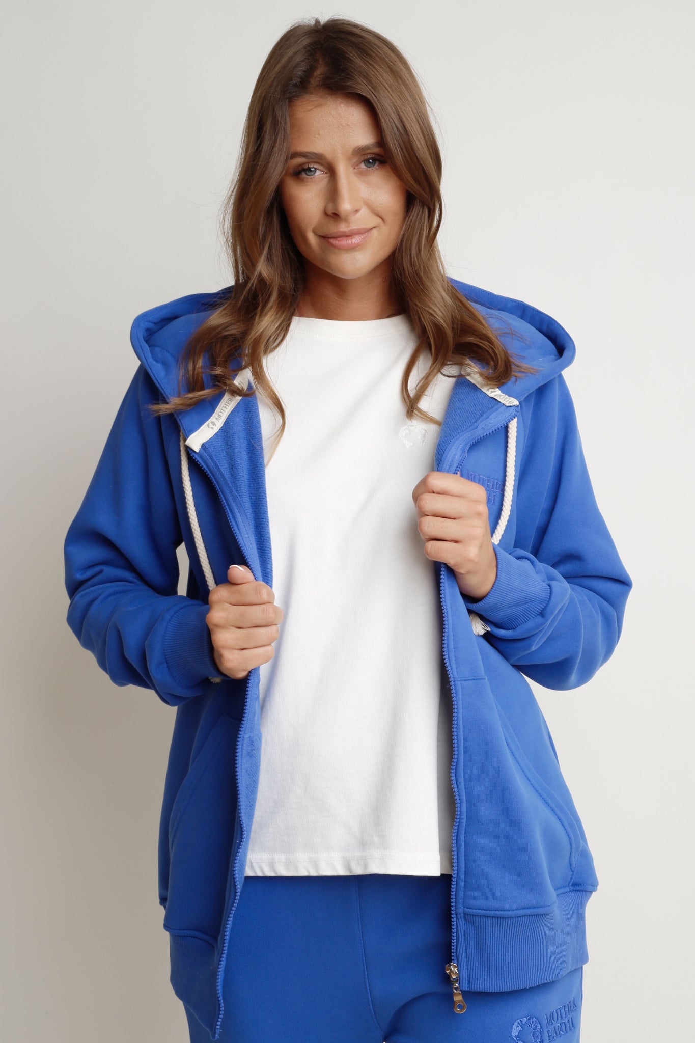 ZIPPER WITH HOOD - CORNFLOWER BLUE - ZANZIBAR